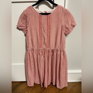 🔥🔥Burberry kids red and white seersucker striped dress NEW!  Size 12.   🔥🔥